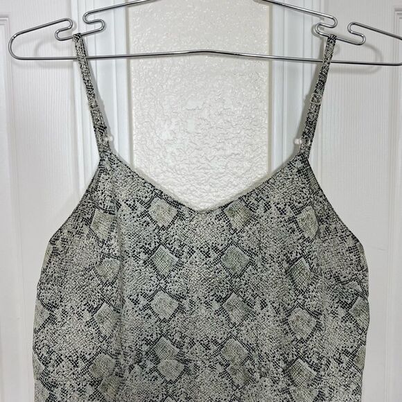Vintage 90’s Slip Dress Snakeskin Print Ruffle Hem V-neck Mini Dress Size - Picture 5 of 13